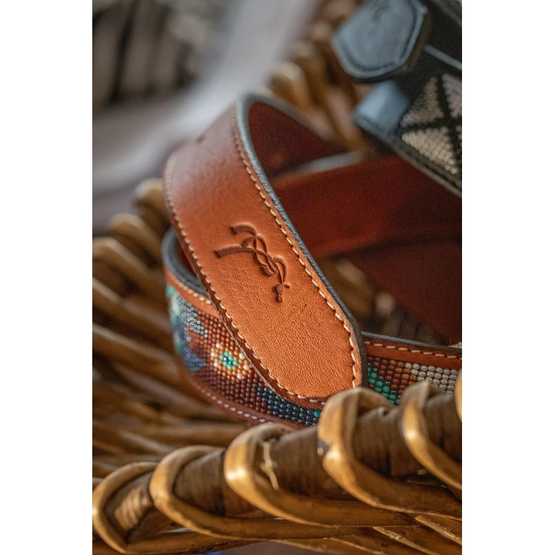 PÉNÉLOPE Ceinture Pearl - Cognac & Turquoise 6 PÉNÉLOPE Ceinture Pearl - Cognac & Turquoise – Image 6