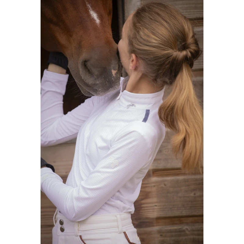 PÉNÉLOPE Polo De Concours Séville Mesh Manches Longues Blanc - Enfant 3 PÉNÉLOPE Polo De Concours Séville Mesh Manches Longues Blanc - Enfant – Image 3