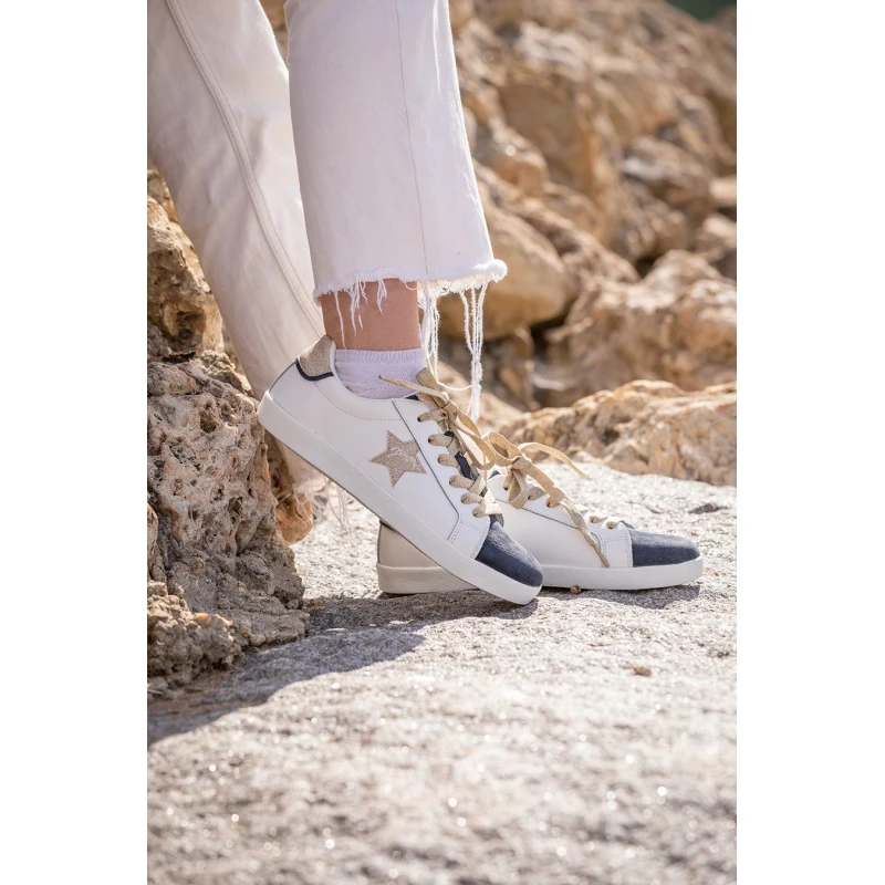 PÉNÉLOPE Sneakers Neptune - Blanc & Marine 2 PÉNÉLOPE Sneakers Neptune - Blanc & Marine – Image 2