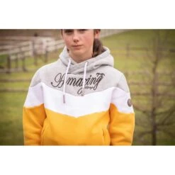 PÉNÉLOPE Sweat Artémis Jaune & Gris - Enfant -Caval’Style Boutique sweat artemis jaune gris 1 2