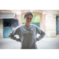 PÉNÉLOPE Sweat Chloé - Gris Chiné & Jaune -Caval’Style Boutique sweat chloe marine 1 4