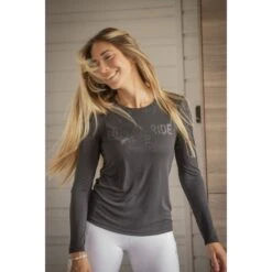 PÉNÉLOPE T-shirt Lovely Manches Longues - Anthracite -Caval’Style Boutique t shirt lovely manches longues anthracite 3