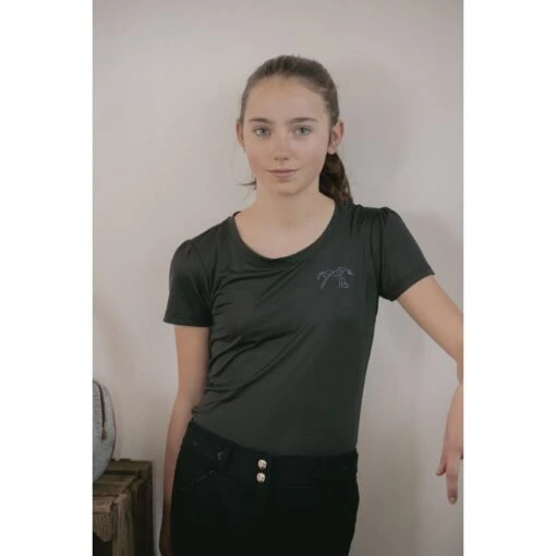 PÉNÉLOPE T-Shirt Techty Gris Foncé - Enfant -Caval’Style Boutique t shirt techty gris fonce enfant