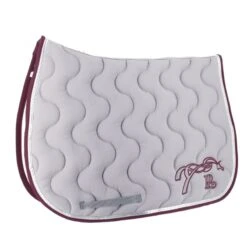 PÉNÉLOPE Tapis De Selle Point Sellier Classique - Gris Clair & Bordeaux